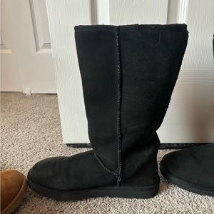 Brown and Black tall UGG boots